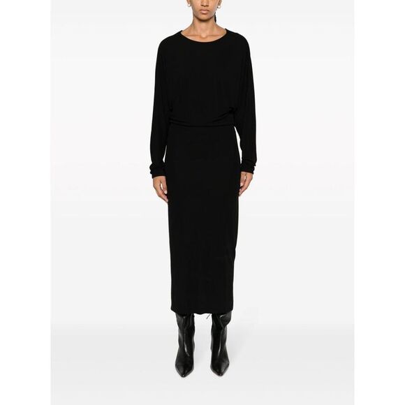 KHAITE Long Sleeve Maxi Dress Women BLACK Dresses